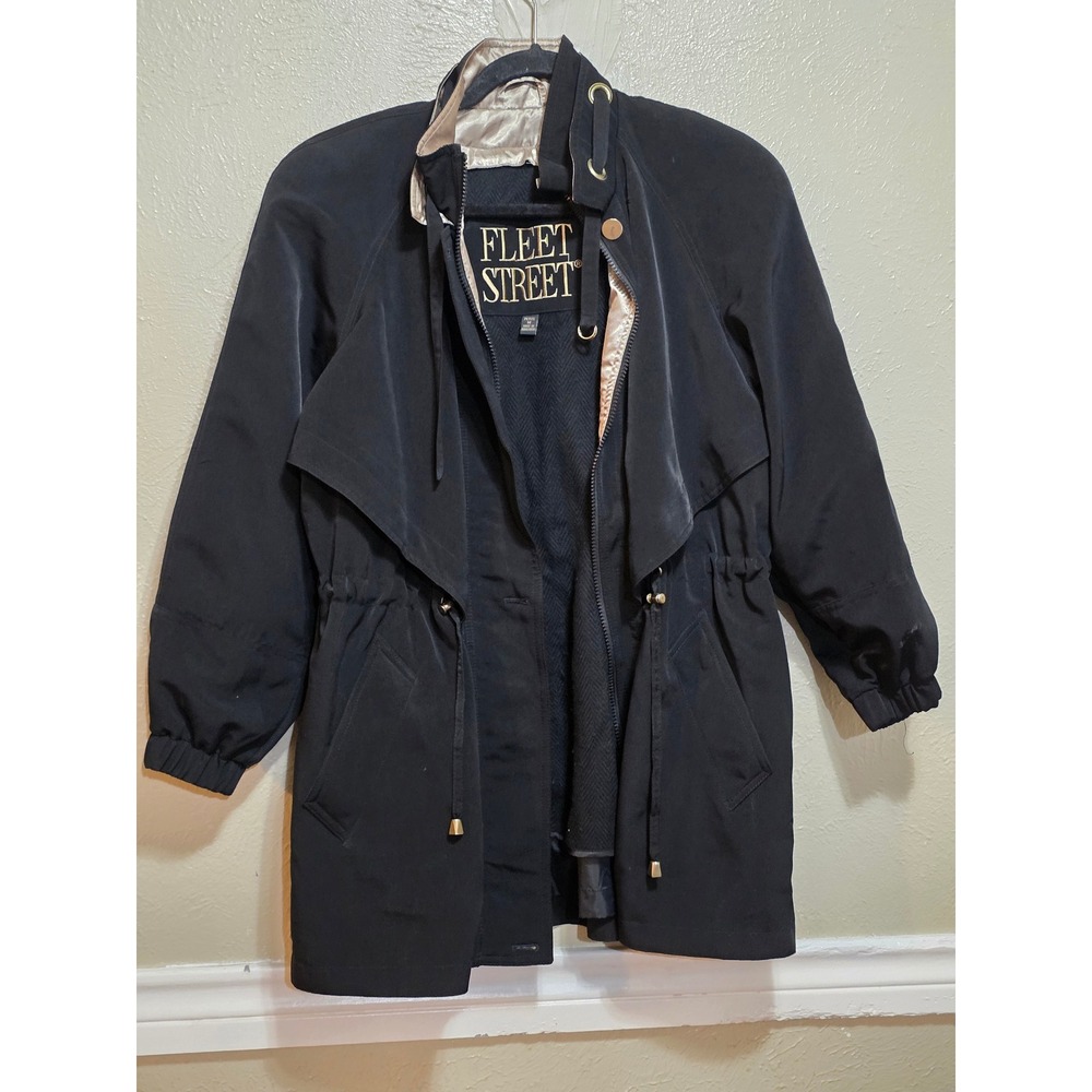 Fleet Street Black‎ Petite Medium Lightweight Drape Front Utility Jacket size M